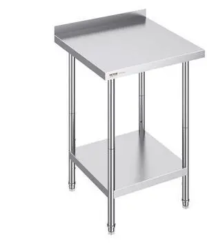 VEVOR 24 x 24 x 36 Inch Stainless Steel Work Table, Commercial Food Prep Worktable Heavy Duty Prep Worktable, Metal Work Table with Adjustable Height for Restaurant, Home and Hotel