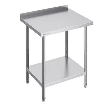 VEVOR 24 x 30 x 36 Inch Stainless Steel Work Table, Commercial Food Prep Worktable Heavy Duty Prep Worktable, Metal Work Table with Adjustable Height for Restaurant, Home and Hotel