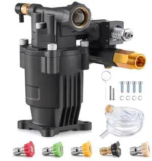 Pressure Washer Pump 3/4" Shaft Horizontal 3500 PSI 2.5GPM with 5 Nozzles