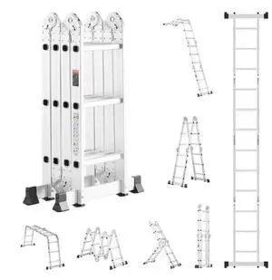 Multi-Purpose Folding Ladder 7-in-1 3 Step 12ft Reach Height for Work