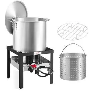 100 Qt Seafood Boiling Kit with Strainer Outdoor Crab Crawfish Cooking Pot