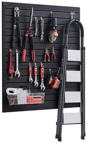 4 x 4 ft Slat Wall Paneling PVC Black Garage Slatwall with Modular Design