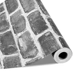VEVOR Peel and Stick Wallpaper 17.7x393.7 in Gray Brick Waterproof for Bedroom