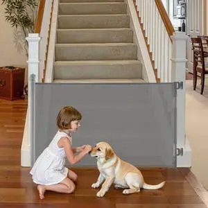 VEVOR Retractable Baby Gate Mesh Dog Gate 57 inch Wide 38.5 inch Tall for Stairs