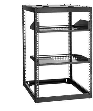 VEVOR 16U Open Frame Network Rack Wall Mounted Server Rack 4 Post with Shelves