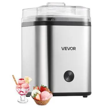 VEVOR Ice Cream Maker Stainless Steel Automatic Machine 2.11 Qt Capacity Silver