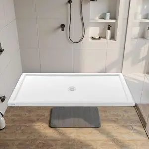 VEVOR Shower Pan 60 L x 32 W Single Threshold Shower Base Center Drain