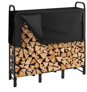 VEVOR 4 ft Outdoor Firewood Rack with Waterproof Cover 1/4 Cord Log Holder