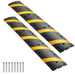 VEVOR 6FT Rubber Speed Bump 2 Pack Heavy Duty Speed Hump 2 Channel 22000 lbs
