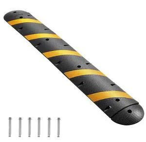 VEVOR 6FT Rubber Speed Bump Heavy Duty Speed Hump 72 in 2 Channel 22000 lbs