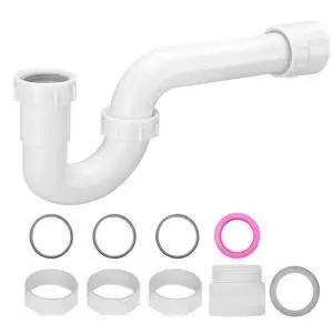 VEVOR P-Trap White Plastic P-Trap 1-1/2 in Kitchen Bathroom Sink Drain Plumbing