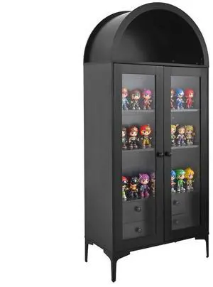 VEVOR Arched Display Cabinet with Glass Doors 70 in Tall 4-Tier Curio Cabinet