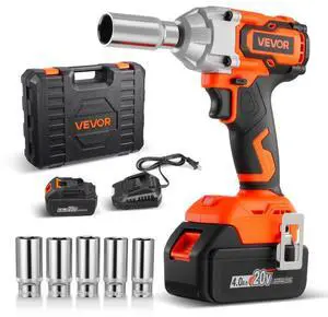 VEVOR Cordless Impact Wrench 280 ft-lbs High Torque 3/8 inch 20V 4Ah Battery
