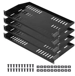 VEVOR 1U Server Rack Shelf 4 PCS 10 in Depth Vented Wall Rack Mount Shelf Tray