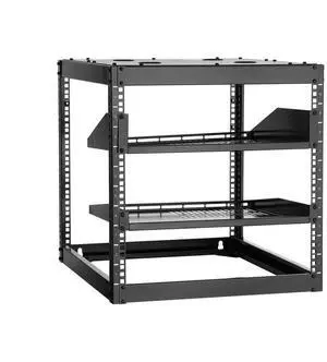 VEVOR 10U Open Frame Network Rack Wall Mounted Server Rack 4 Post with Shelves
