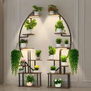 VEVOR Plant Stand Indoor with Grow Lights 2 Pack 65.5" Tall 7-Tier Plant Shelf