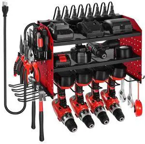 VEVOR Power Tool Organizer with Charging Station 3-Layer Drill Storage Rack