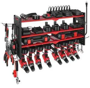 VEVOR Power Tool Organizer with Charging Station 4-Layer Drill Storage Rack