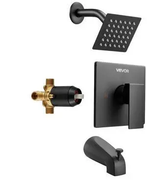 VEVOR Tub and Shower Faucet Set Bathtub Faucet Package with Valve 4 Inch Black