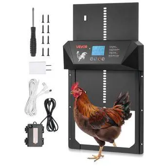 VEVOR DC & Battery Powered Automatic Chicken Coop Door Opener Light Sensor Timer
