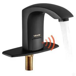 VEVOR Touchless Bathroom Sink Faucet Motion Sensor Matte Black 9/16in Pipe