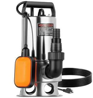 VEVOR 0.68 HP Submersible Sump Pump Sewage Pump 4000 GPH 30 ft Stainless Steel