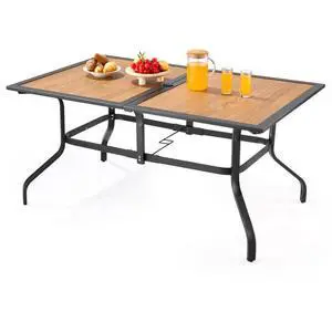 VEVOR Outdoor Patio Dining Table Rectangular Wood-Like Garden Furniture for 6