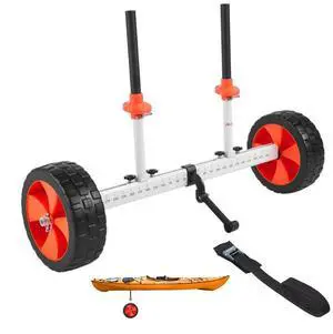 VEVOR Kayak Cart, 230 lbs Load Capacity, Canoe Cart Dolly with 10-inch Solid PU Tires & Kickstand, Assembles & Disassembles Within Seconds, Paddle Board Trolley for Kayaks, Canoes, Paddleboards