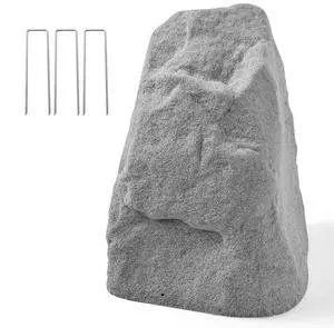 VEVOR Faux Rock Cover, Outdoor Fake Landscape Rock Well Pump Cover, Realistic Appearance & Seamless Design, Lightweight & Weather-Resistant Artificial Boulder for Garden Yard Décor, Grey, Medium Size
