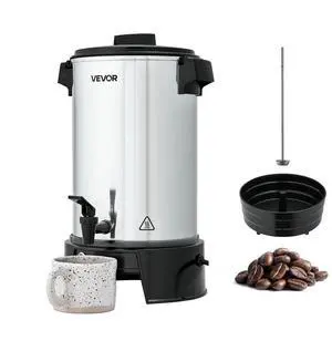 VEVOR Commercial Coffee Urn, 30 Cup 4.5 L Hot Beverage Dispenser with Dripless Faucet, Quick-Brewing Commercial Coffee Maker, Automatic Temperature Control, for Catering, Party, Church & Restaurant