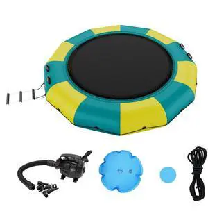 VEVOR Inflatable Water Bouncer, 13ft Recreational Water Trampoline, Portable Bounce Swim Platform with 3-Step Ladder & Electric Air Pump, Kids Adults Floating Rebounder for Pool, Lake, Water Sports