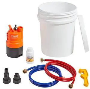 VEVOR Tankless Water Heater Flushing Kit, Includes Efficient Pump & 5 Gallon Pail & 2 Hoses & Descaling Powder, Wrench and Adapter for Quick Install Easy to Start, Water Heater Flush Kit
