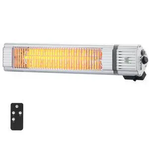 VEVOR Infrared Heater, 1500W Remote Control Electric Space Infrared Heater, IP65 Protection Carbon Infrared Outdoor Heater with 3 Speeds, for Porch,Patio,Dining Room,Studio,Backyard,Garage, Wall Mount