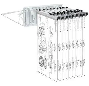 VEVOR Wall Mount Blueprint Storage Rack  Holds up to 1200 Blueprints, Hanging Blueprint Holder with 12 Pivot Brackets, for 24", 30", 36", or 42" Clamps(Rack Only Without Clamps)- Heavy Duty(240lbs)