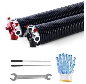 VEVOR Garage Door Torsion Springs, Pair of 0.25 x 2 x 31 in, 16000 Cycles, Electrophoresis Black Coated for Replacement, Garage Door Springs with Non-Slip Winding Bars, Gloves and Mounting Wrench