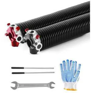 VEVOR Garage Door Torsion Springs, Pair of 0.234 x 2 x 31 in, 16000 Cycles, Electrophoresis Black Coated for Replacement, Garage Door Springs with Non-Slip Winding Bars, Gloves and Mounting Wrench