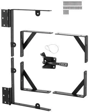VEVOR Gate Corner Brace Bracket, Anti Sag Gate Frame Hardware Kit, Gate Frame Brace Bracket with Latch Lock Rope, Latch Lock, for Shed Doors, Corral Gates, Driveway Gates, Wood Windows, Iron, Black