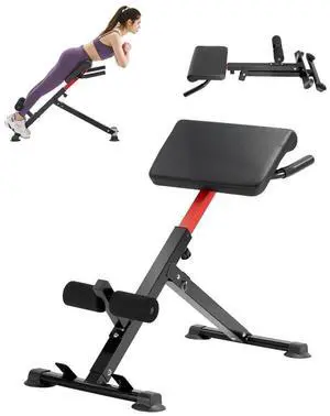 VEVOR Roman Chair Hyperextension Bench, 250 lbs Adjustable & Foldable Extension Machine, Multi-Function Exercise Equipment for Glute, Hamstring, Back, and Ab Workout, Fitness Weight Bench for Home Gym