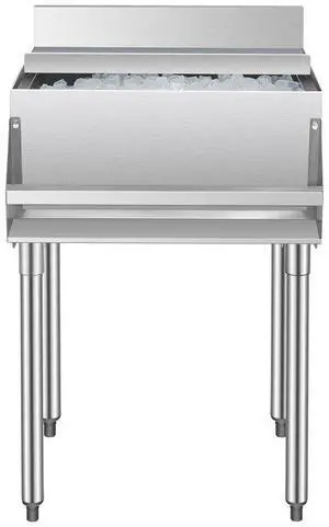 VEVOR Commercial Ice Bin, 61.6 L Underbar Ice Bin, 24 x 24.2 x 37 in Stainless Steel Ice Chest with Sliding Lid, Bottle Holders, and Adjustable Bullet Feet, Cocktail Unit for Bar, Restaurant & Pub