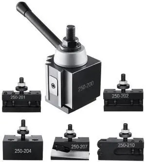 VEVOR Quick Change Tool Post Set, 6 Pcs, Includes Lathe Tool Holders, Wedge Type Tool Post with Turning Tool Holder Accessories, for Mini Lathe & Metal Lathe 10"-15" Swing, Durable Steel Material