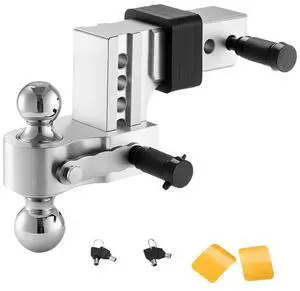 VEVOR Adjustable Trailer Hitch, 4-Inch Drop Hitch Ball Mount, Fit 2.5-Inch Receiver, Heavy Duty Aluminum Alloy Tow Hitch with 2" & 2-5/16" Balls, 18500 lbs GTW, Receiver Hitch with Anti-theft Pin