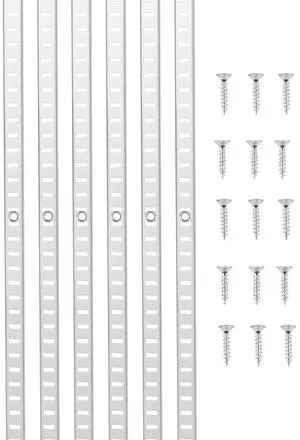 VEVOR Shelf Pilaster, 72.7-inch 20 Pack, Adjustable Shelf Brackets Steel Mortise Mount Pilaster Strip Standards with 140 Screws, Suitable for Wall Shelving System Cabinet Closet Organization