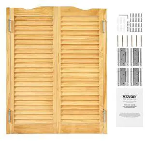 VEVOR Double Saloon Doors, 36"W x 42" H Arched Top Interior Swinging Cafe Doors, Premium Pine Wood, with Hinges & Hardware Kit, Easy to Install, for Hallway Kitchen Bar Pub Entrance, Log Color