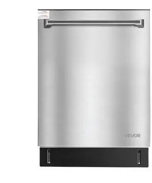 VEVOR 24 Inch Built-In Dishwasher, Stainless Steel Tub, 14 Place Settings and 8 Washing Programs, 23.82 x 25.2 x 33.78 Inch Low-Noise Dishwashing Machine with Upper / Lower Racks and Zoned Storage