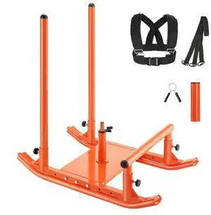 VEVOR Weight Sled, Steel Power Sled, Fitness Strength Training Sleds for Athletic Exercise Speed Improvement, Workout Fitness Equipment with Handle, Compatible with 1/2 in Weight Plates, Orange