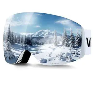 VEVOR Frameless Ski Goggles, Spherical Lens with Pink Revo Coating, OTG Anti fog Snow Goggles for Men Women Youth, TPU Frame & Ventilation Structure, Suitable for Skiing, Skating, Snowboarding