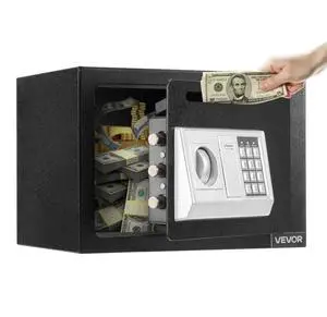 VEVOR 0.6 Cubic Feet Drop Safe, Drop Slot Safe Box with Password and Turn Knob, Heavy Duty Compact Cash Depository Box with a Front Lock Slot for Cash, Bank Slips, Jewelry, Documents, Bills, Black