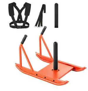 VEVOR Weight Sled, Steel Power Sled, Fitness Strength Training Sleds for Athletic Exercise Speed Improvement, Workout Fitness Equipment with Handle, Compatible with 1/2 in Weight Plates, Orange