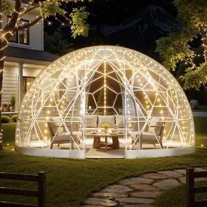 VEVOR Garden Dome Igloo, 9.5 x 5.7 ft Outdoor Clear Bubble Tent for 2-4 Person, Weatherproof Geodesic Dome Greenhouse  with Window, PVC Igloo Tent for Backyard Patios Camping Party Wedding