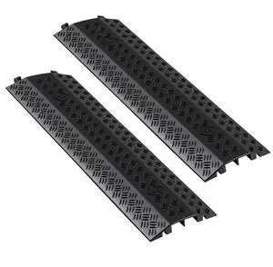 VEVOR Drop Over Cable Cover, 17,500 lbs/Axle Load Capacity, Heavy Duty Cable Hose Protector Ramp, Floor Cord Cover, for High Walking Traffic Areas, Indoor, Outdoor, Home, Office, Warehouse, 2 Pack